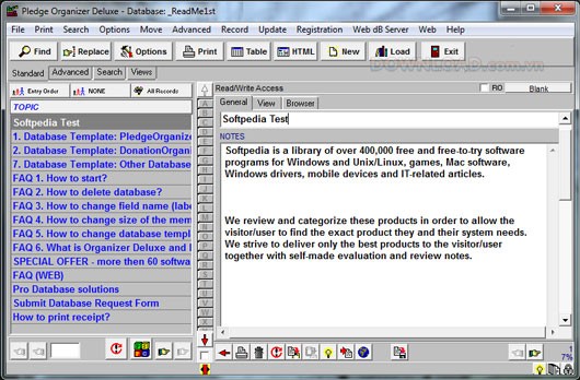 Pledge Organizer Deluxe