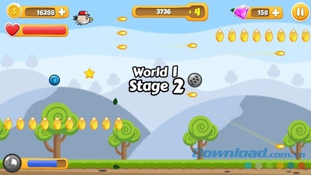 Thu thập vàng và đá quý để mua thêm bổ trợ, mở khóa nhân vật mới và thêm mạng sống