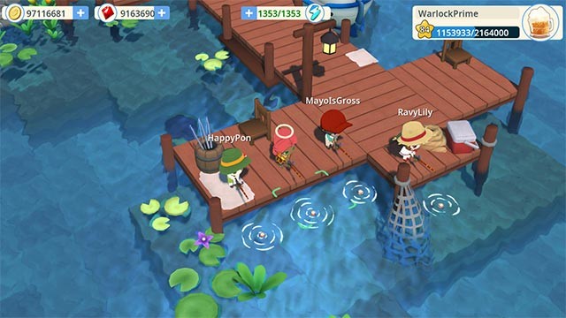 Có vô vàn hoạt động trong Pocket Pioneers như câu cá, đi mine, trồng trọt, xây dựng, trang trí nhà cửa...