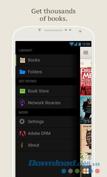 Menu ứng dụng PocketBook