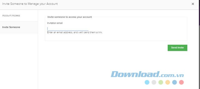 Mời người dùng khác truy cập tài khoản