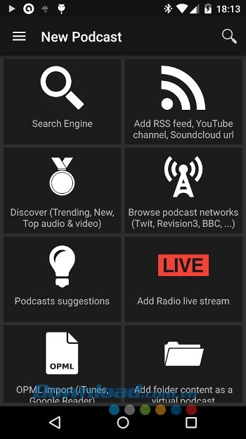 Các tùy chọn của Podcast Addict