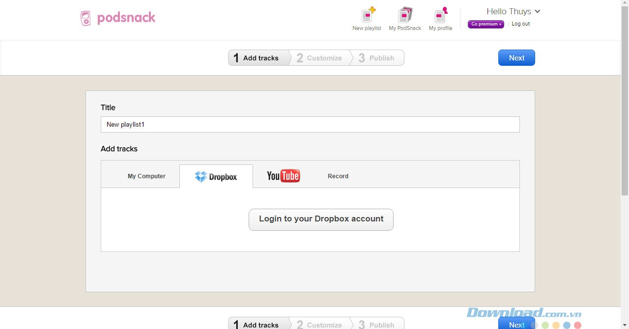 Giao diện ứng dụng PodSnack