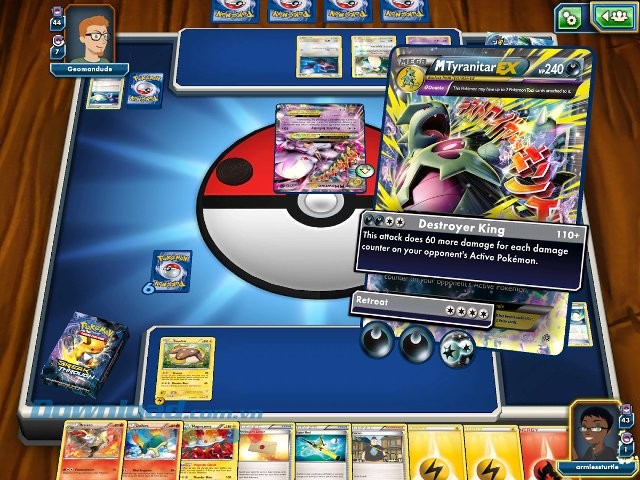 Giao diện màn chơi game Pokémon TCG Online