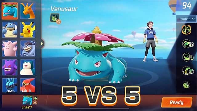 Tham gia các trận chiến 5v5 kịch tính với Pokemon của bạn trong Pokémon Unite