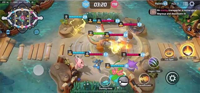 Đối mặt với các đội Pokemon khác trên một bản đồ đối xứng