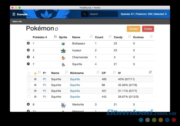 PokeNurse cho Mac đồng bộ dữ liệu Pokemon GO trên di động