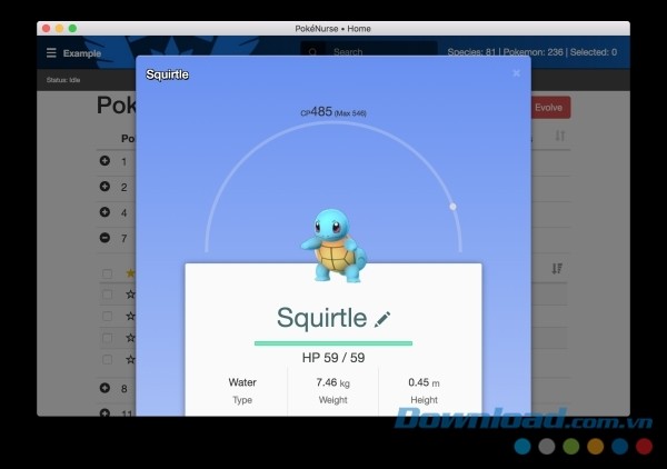 Xem chi tiết từng chỉ số Pokemon yêu thích trên PokeNurse cho Mac