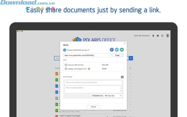chia sẻ tài liệu dễ dàng bằng cách gửi link