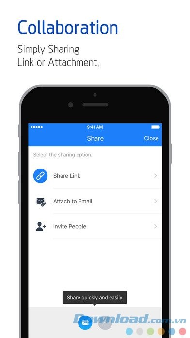Chia sẻ link và file đính kèm từ Polaris Office