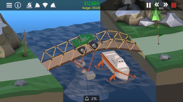 Xây những cây cầu đủ vững chắc, giúp các phương tiện đi qua an toàn trong game Poly Bridge 2