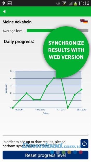 Theo dõi tiến độ học trên PONS Vocabulary Trainer
