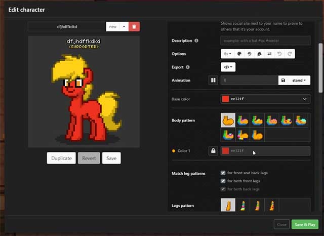 Chỉnh sửa/tạo nhân vật bằng cách nhấn