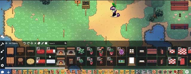 Trên đảo, nhấn vào biểu tượng Búa để bắt đầu xây dựng