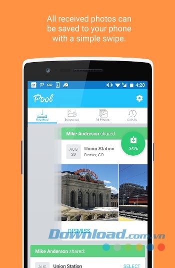 Chia sẻ và nhận ảnh đơn giản với Pool cho Android