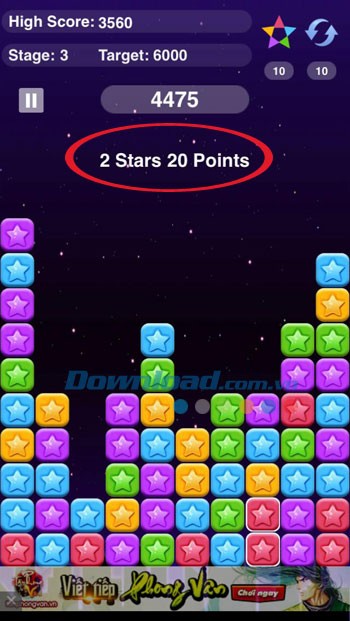 Tính điểm từng lần phá sao