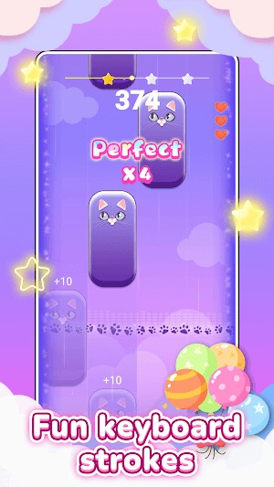 Tap vào các phím đàn theo nhịp điệu bài hát yêu thích trong game PopCat Tiles