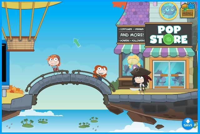 Lối chơi trong game Poptropica chủ yếu tập trung vào việc giải quyết vấn đề trên các hòn đảo