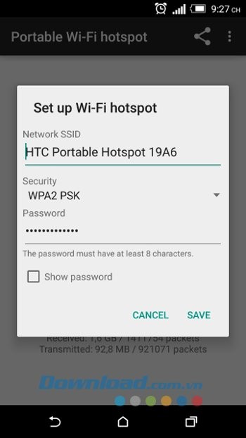 Biến Android thành điểm phát WiFi bằng Portable Wi-Fi hotspot