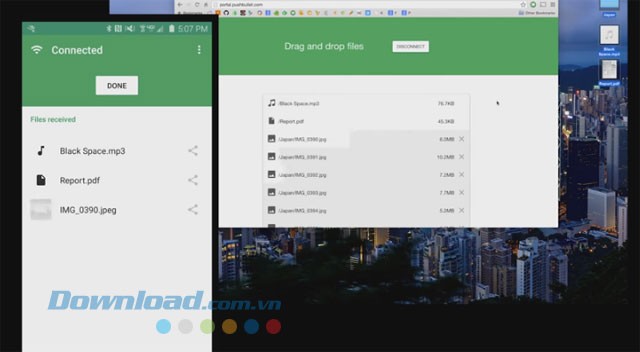 Kéo thả file vào giao diện máy tính