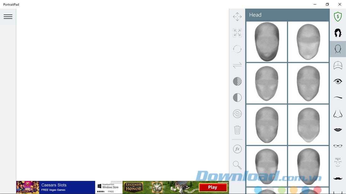 Giao diện ứng dụng PortraitPad