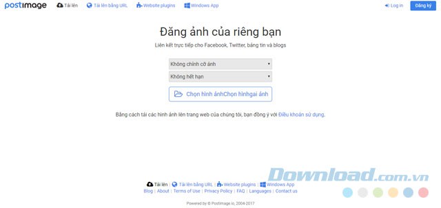 Giao diện Postimage web