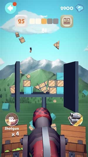 Nhiệm vụ của bạn là bắn đổ các công trình được làm từ nhiều khối hình khác nhau