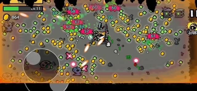 Tiêu diệt quái vật, trùm, thu thập kinh nghiệm và tiền xu