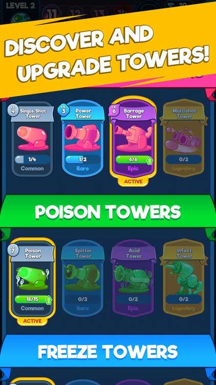 Khám phá và nâng cấp các tháp pháo