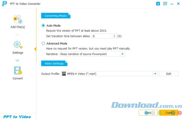 Hai chế độ chuyển đổi PPT sang video/DVD