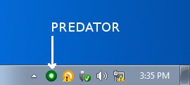 Icon Predator Professional Edition hiện trên khay hệ thống