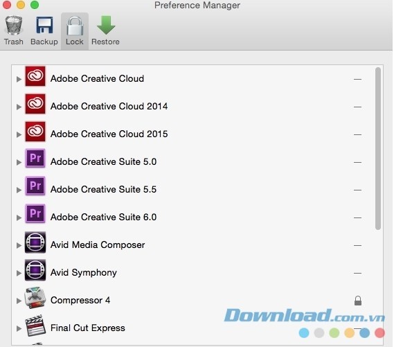 Tính năng Lock của Preference Manager cho Mac