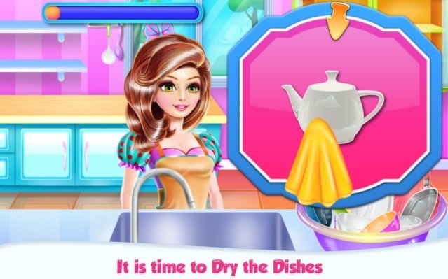 Rửa chén bát trong phòng bếp