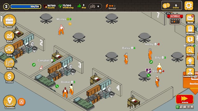 Bạn bị nhốt chung với những bảng đảng mafia trong tù trong game NewsStrategy Prison Gang Wars