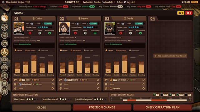 Tuyển dụng lính đánh thuê mới với khả năng, kinh nghiệm và đặc điểm khác nhau