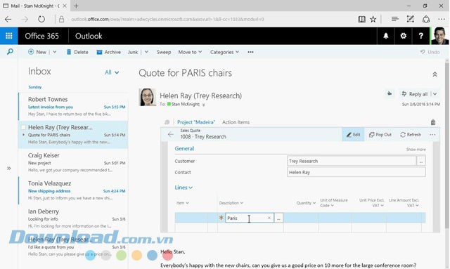 Làm việc ngay trong Outlook