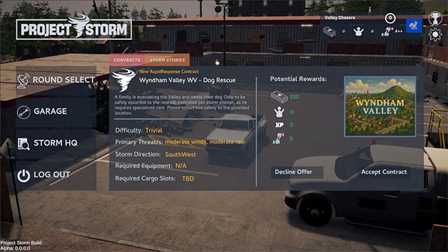 Lựa chọn một trong ba cấp độ trong Project Storm game