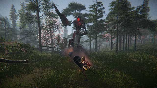 Điều khiển một nữ kiếm sĩ xinh đẹp chiến đấu với kẻ thù robot