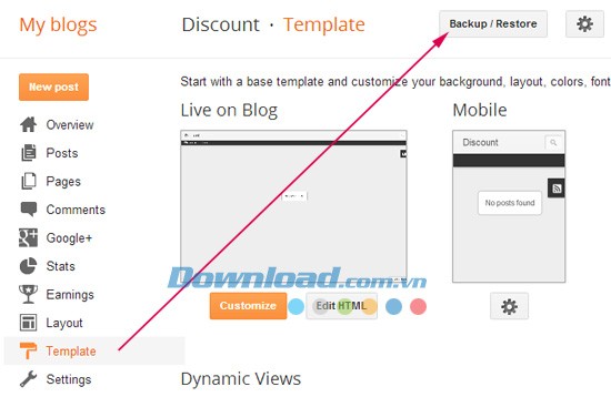 Cài đặt Template vào Blogger