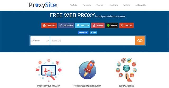 Proxysite là một dịch vụ proxy miễn phí để truy cập các trang web bị chặn