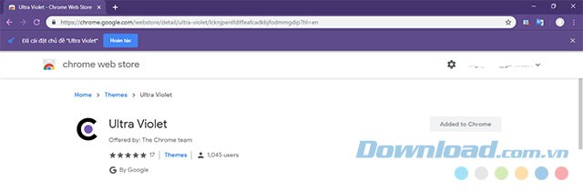 Hoàn tác để quay về theme mặc định hoặc đang sử dụng