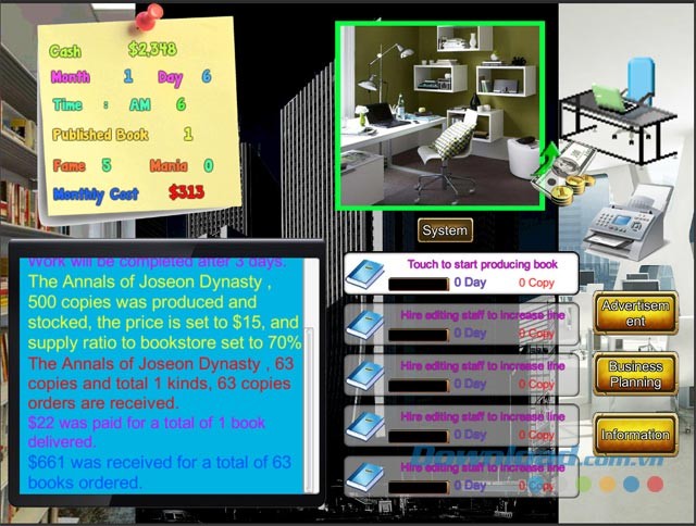 Tìm cách kiếm thật nhiều tiền trong game mô phỏng mới Publisher Tycoon cho máy tính