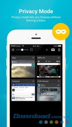 Puffin Browser Pro cho iOS có chế độ ẩn danh