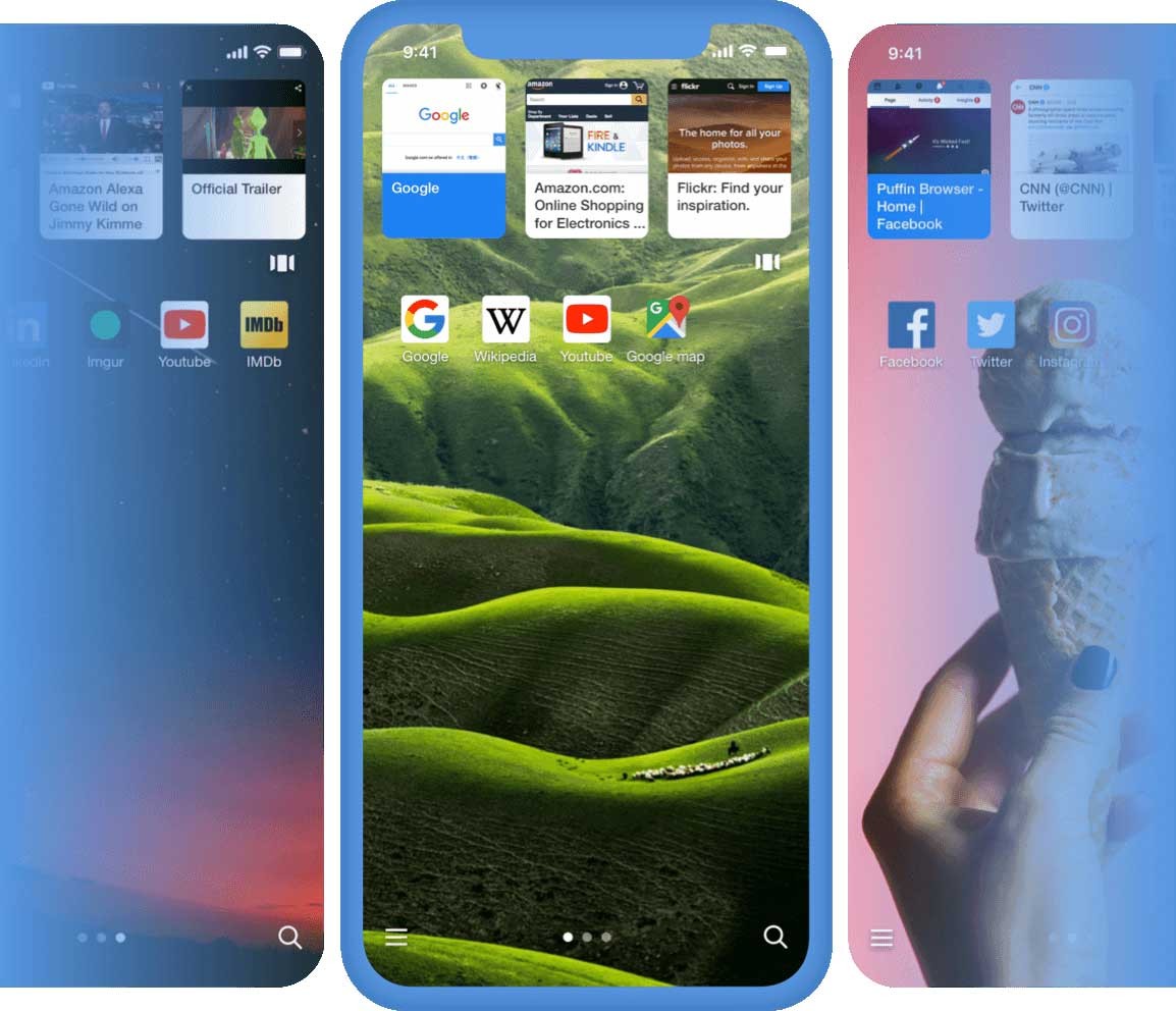 Không gian làm việc bắt mắt trên Puffin Browser Lite cho iOS