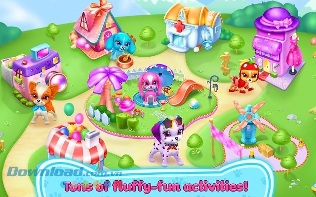 Rất nhiều hoạt động thú vị trong game Puppy Love