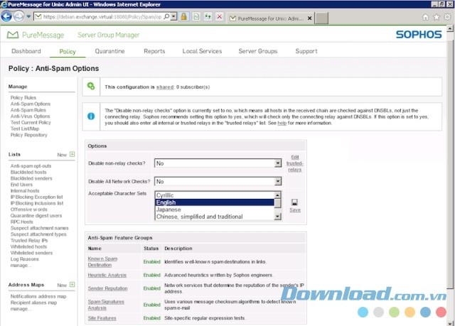 Tùy chọn chính sách chống spam độc đáo