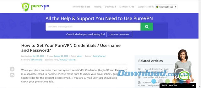 Giao diện chính của phần mềm mạng riêng ảo PureVPN cho máy tính