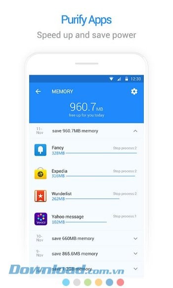 Tính năng tăng tốc thiết bị của Purify