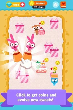 Nhấn để nhận tiền vàng và kết hợp đồ ngọt