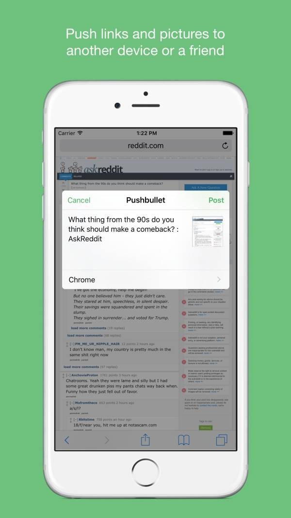 Pushbullet cho ios thông báo ảnh và liên kết tới bạn bè